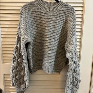 Gray Textured Knit Sweater